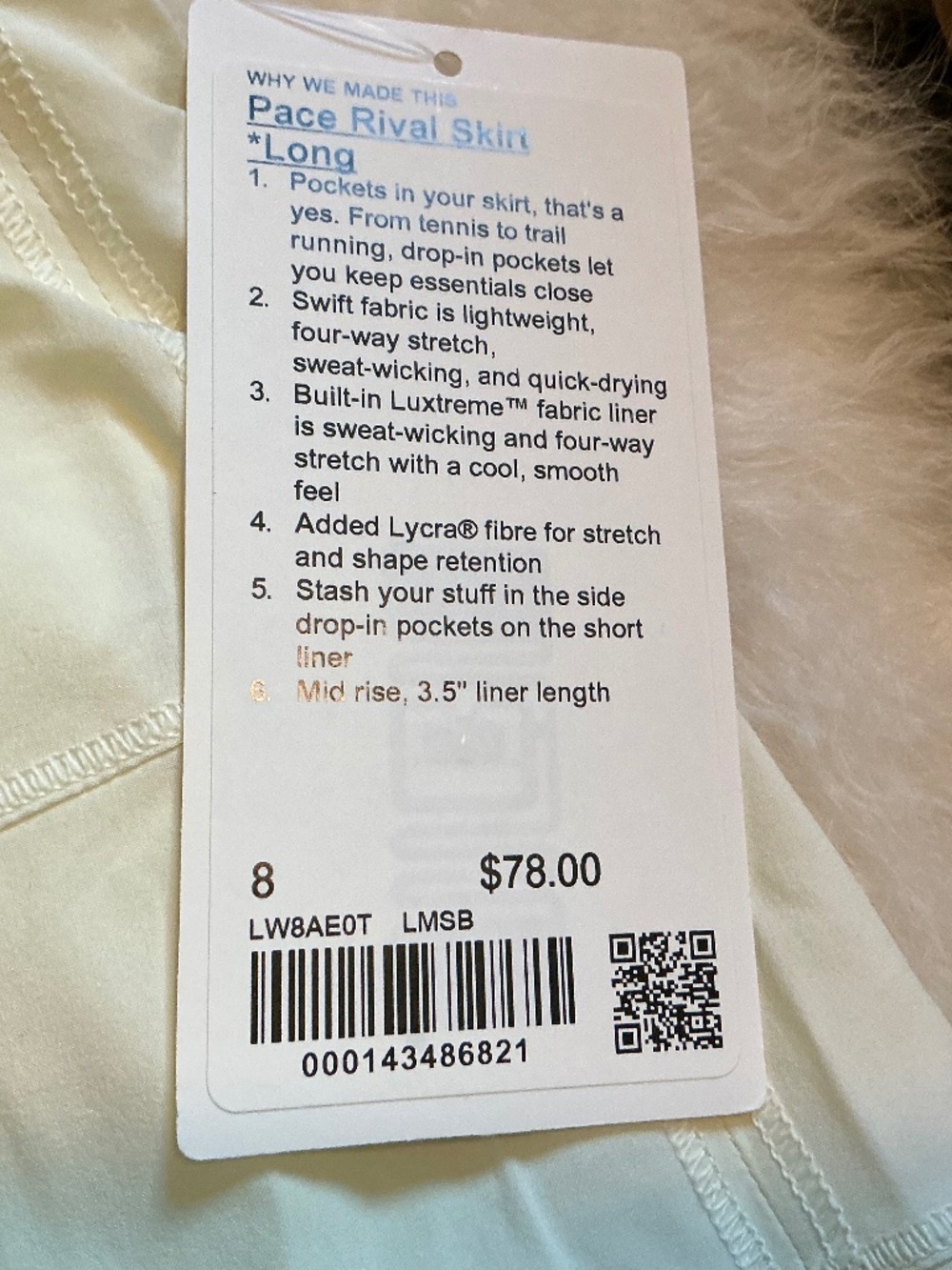 NWT Lululemon Pace Rival Mid-Rise Skirt *Long Lemon Sorbet Size 8 - Picture 7 of 9